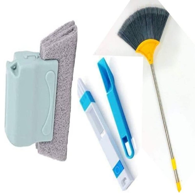 BIG CART Combo Pack Web COB Broom 5 ft Jala Broom with Long Stainless Steel Rod and Window Groove Frame Cleaning BrushDust Cleaning Brush Use in Fan Ceiling Window Frame - Image 1