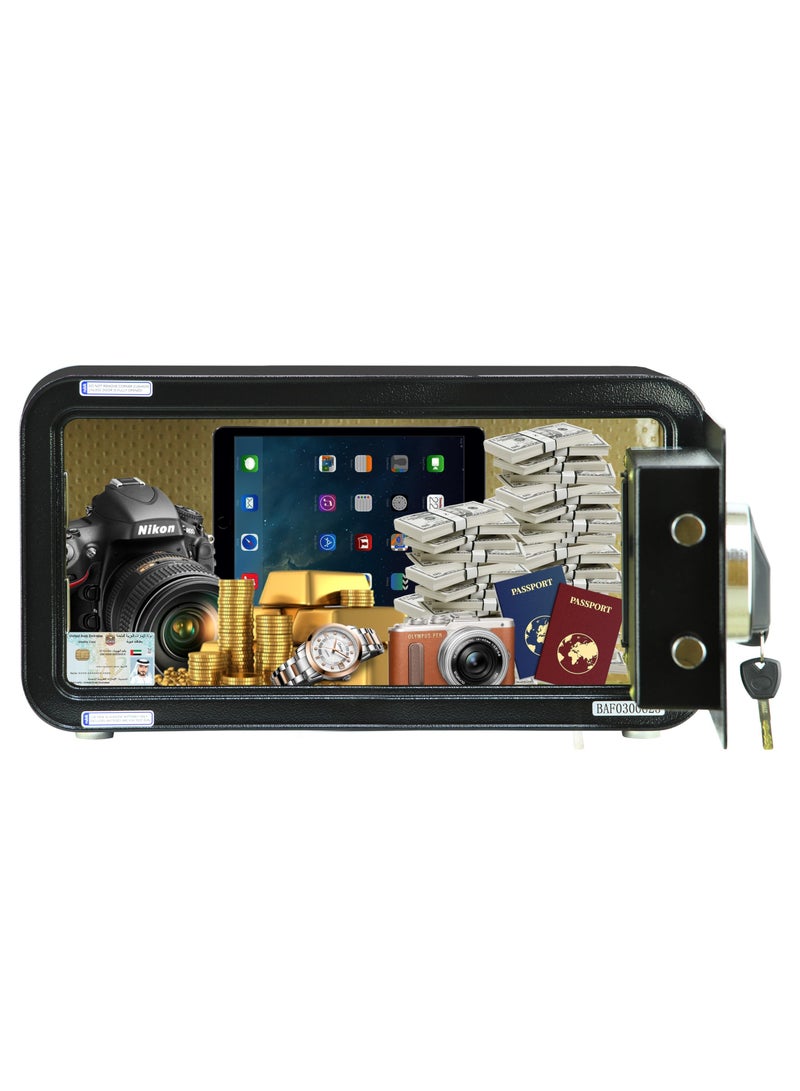 Rubik Wide Safe Box with Fingerprint Lock, A4 Document Size Biometric Safety Deposit Box for Money Documents Home Office RB23QCF (23x43x35cm) Warm Grey - Image 2