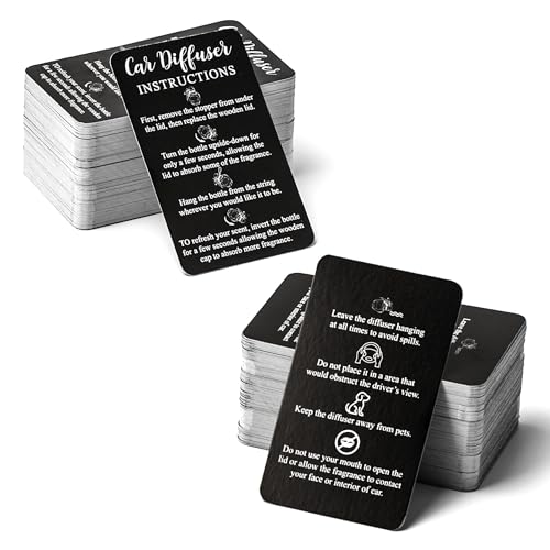 VELATYVIO 240Pcs Car Diffuser Instruction Cards Care Hanging Accessories for Auto Oil Bottles Package Bag Supplies 3.54 X 2.12inch Black - Image 1