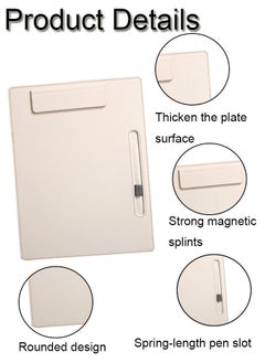 GBQ PU Leather Clipboard Folder Board Clip Meeting Minutes Vertical Writing Board Signature Board Clip Cardboard with 1 Signature Pen, suitable for Office, Home, School Off-White  - Image 3