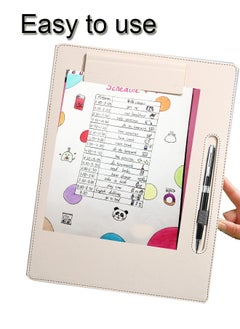 GBQ PU Leather Clipboard Folder Board Clip Meeting Minutes Vertical Writing Board Signature Board Clip Cardboard with 1 Signature Pen, suitable for Office, Home, School Off-White  - Image 4
