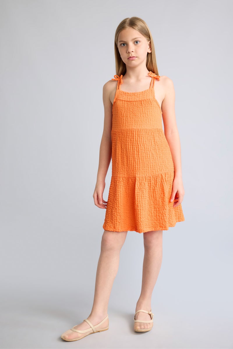 DeFacto Orange Girl Girl Square Collar Sleeveless Dress Casual - Image 1