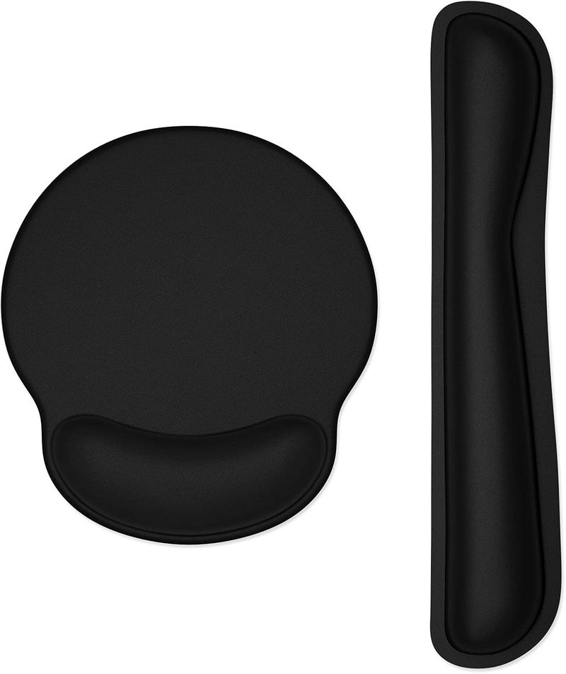 Dapesuom Keyboard Wrist Rest and Mouse Pad with Wrist Support, Memory Foam Cushion for Keyboard and Mouse Set, Ergonomic Desktop Pad Rests with Non Slip Base for Easy Typing & Pain Relief, Jet Black - Image 1