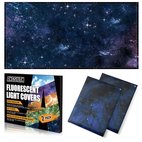 ANGSYLTH 2 Pcs Fluorescent Light Covers - 4 x 2 Feet Covers for Ceiling Lights, Magnetic Light Filters for Classroom, Office, Hospitals, Home (Starry Sky) - Image 1