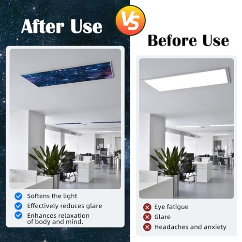 ANGSYLTH 2 Pcs Fluorescent Light Covers - 4 x 2 Feet Covers for Ceiling Lights, Magnetic Light Filters for Classroom, Office, Hospitals, Home (Starry Sky) - Image 3