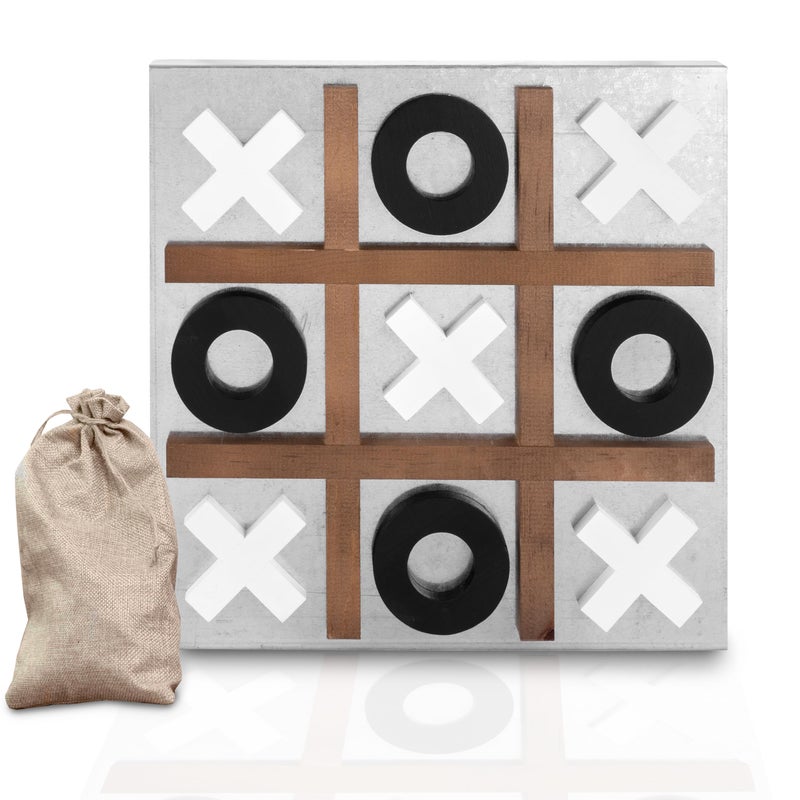 Play Platoon Metal Wood Magnetic Tic Tac Toe Wall Mounted Games 135 Inch Table Top Playroom Decor or Wall Mounted Room Decor Rustic Board Game Room Accessories - Image 2