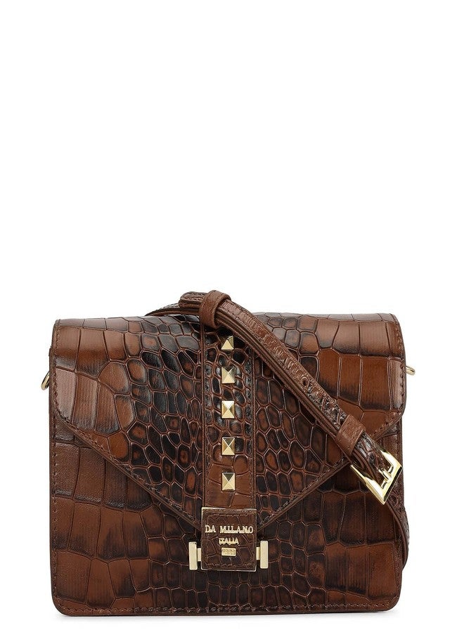 Da Milano Leather Shoulder Bag for Women - Brown (00373OL) - Image 1
