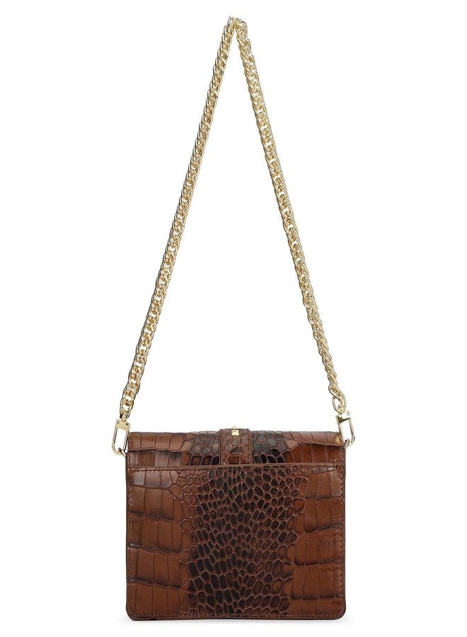 Da Milano Leather Shoulder Bag for Women - Brown (00373OL) - Image 5