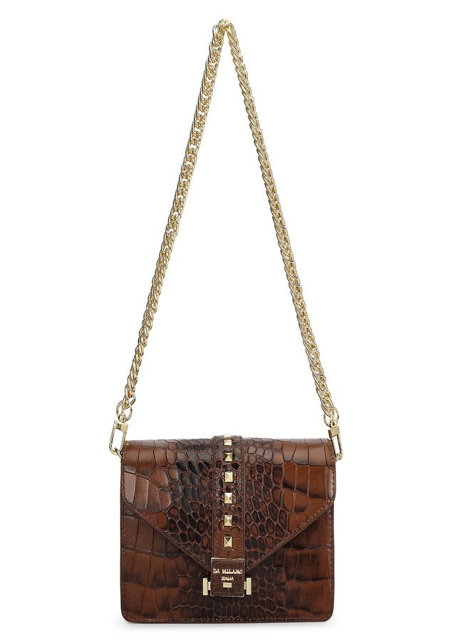 Da Milano Leather Shoulder Bag for Women - Brown (00373OL) - Image 2