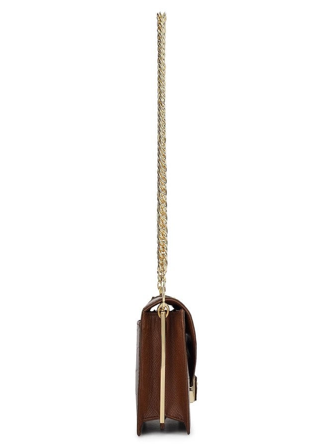 Da Milano Leather Shoulder Bag for Women - Brown (00373OL) - Image 4
