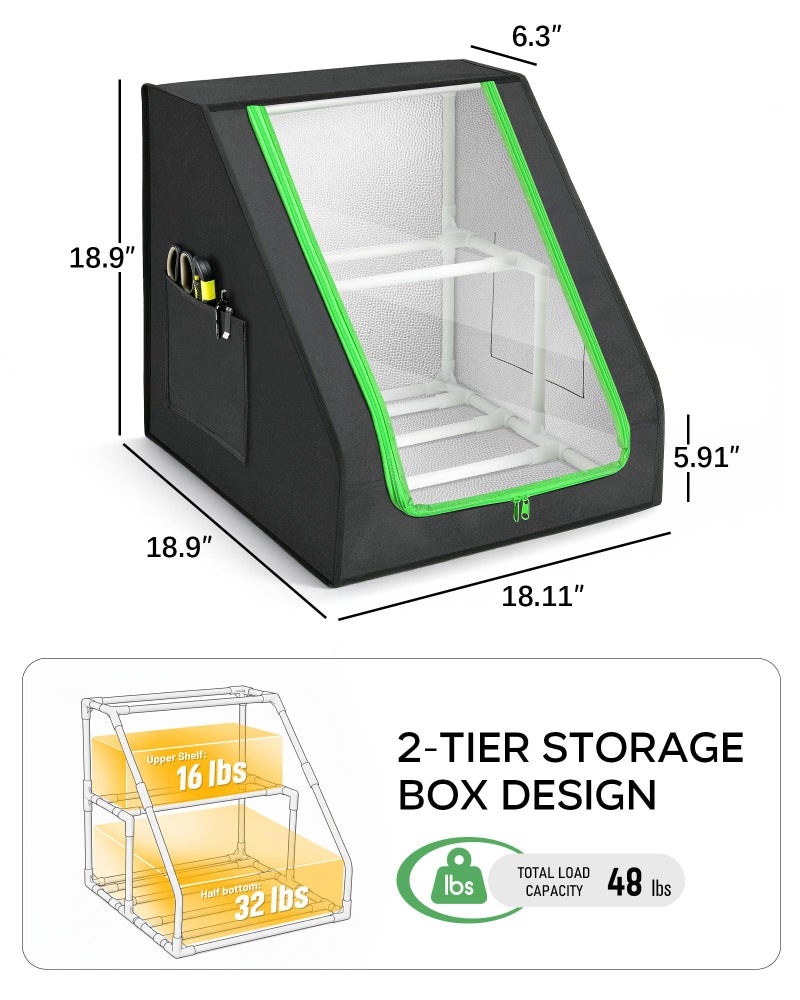 FANGSUN 3D Printer Filament Storage Box â€“ Holds Up to 21 Spools, 2-Tier Filament Rack and Organizer Box with Stable Trapezoid Frame and Pockets for 3D Printing Enthusiasts in Home, Studio, or Workshop - Image 5