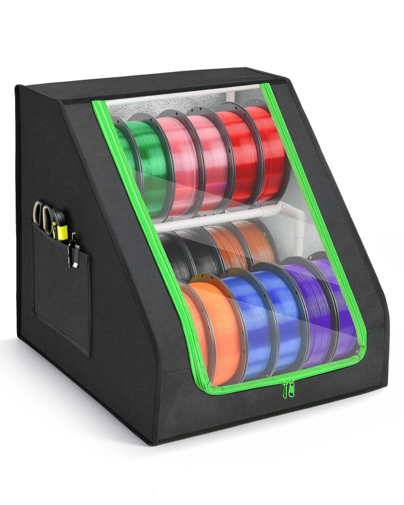 FANGSUN 3D Printer Filament Storage Box â€“ Holds Up to 21 Spools, 2-Tier Filament Rack and Organizer Box with Stable Trapezoid Frame and Pockets for 3D Printing Enthusiasts in Home, Studio, or Workshop - Image 1