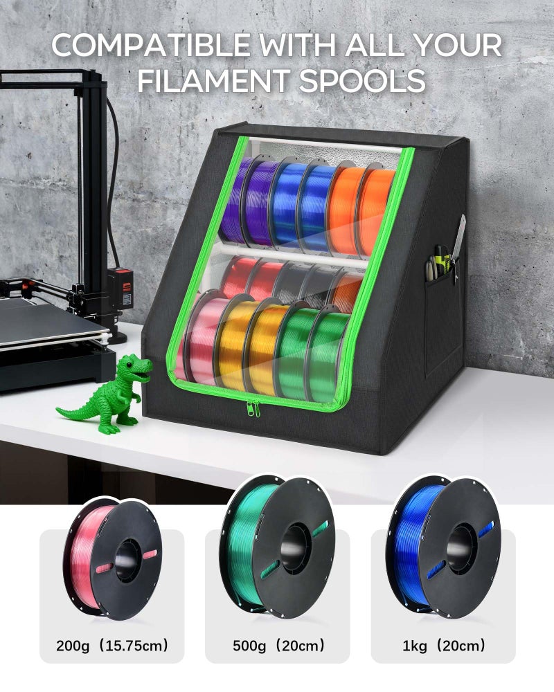 FANGSUN 3D Printer Filament Storage Box â€“ Holds Up to 21 Spools, 2-Tier Filament Rack and Organizer Box with Stable Trapezoid Frame and Pockets for 3D Printing Enthusiasts in Home, Studio, or Workshop - Image 3