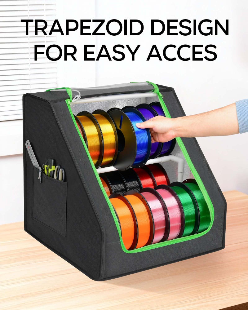 FANGSUN 3D Printer Filament Storage Box â€“ Holds Up to 21 Spools, 2-Tier Filament Rack and Organizer Box with Stable Trapezoid Frame and Pockets for 3D Printing Enthusiasts in Home, Studio, or Workshop - Image 2