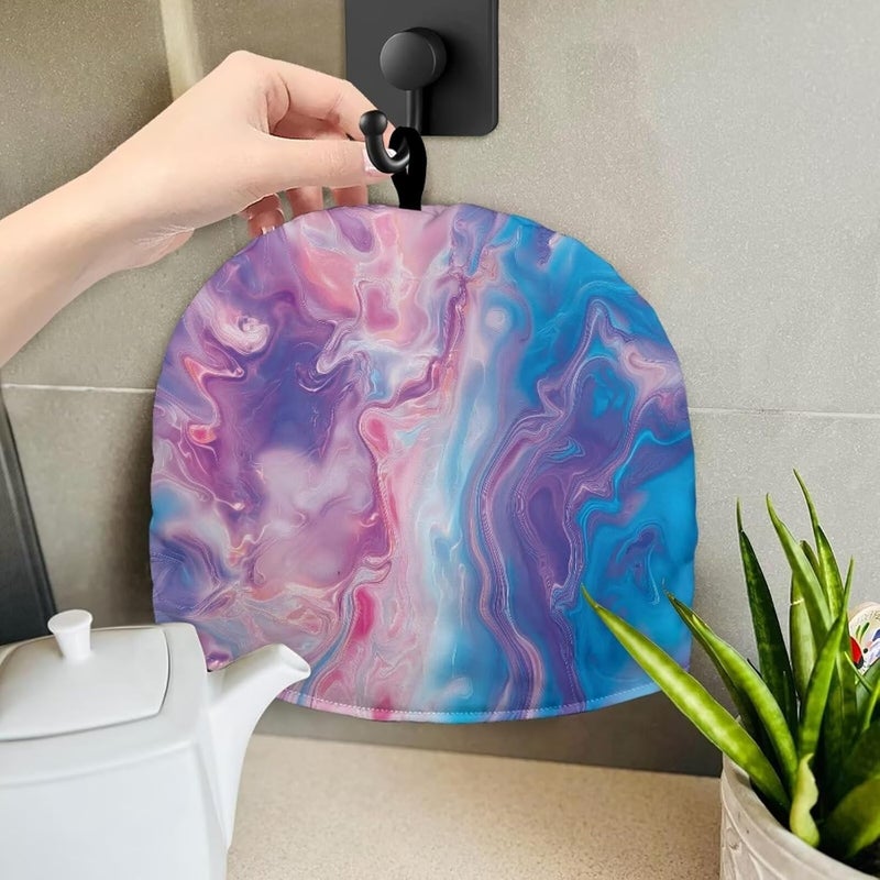 Colorful Tea Pot Cover for Keeping Warm Tea Cozy for Teapot Insulated Tea Pot Cozy Tea Pot Cozy for Keeping Warm Tea Cosy for Teapot Dust Protector Marble Tea Pot Cozies Cofe Dust Cover - Image 4