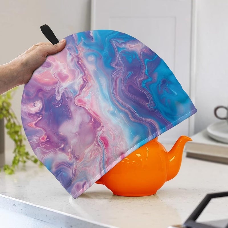Colorful Tea Pot Cover for Keeping Warm Tea Cozy for Teapot Insulated Tea Pot Cozy Tea Pot Cozy for Keeping Warm Tea Cosy for Teapot Dust Protector Marble Tea Pot Cozies Cofe Dust Cover - Image 3