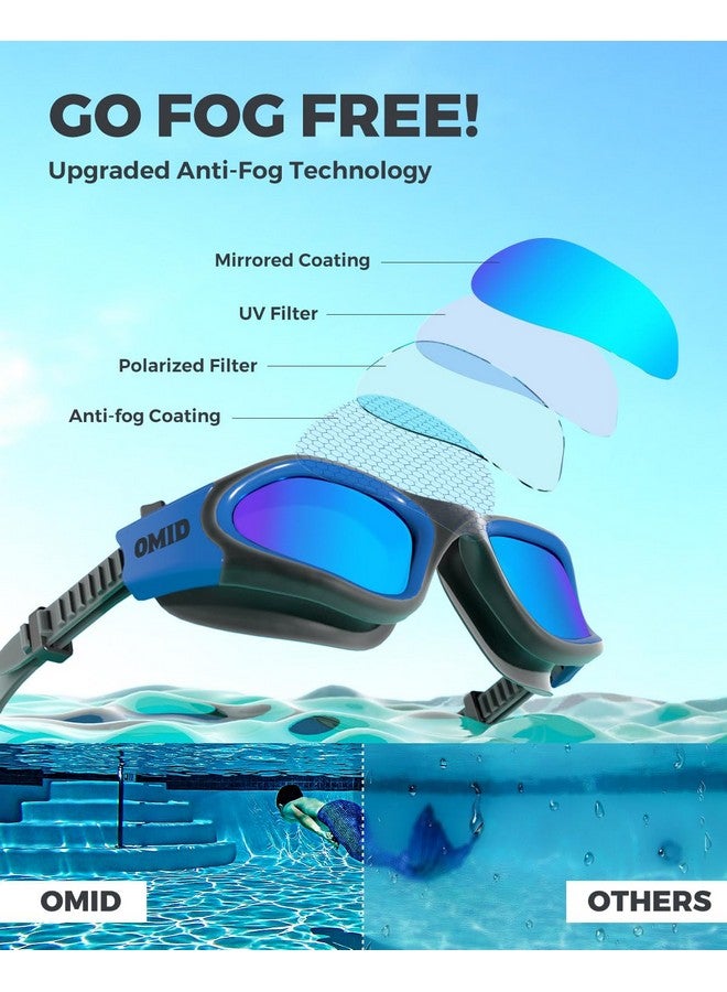 OMID نظارات سباحة م polarized نظارات سباحة مريحة مضادة للضباب مانعة للتسرب حماية من الأشعة فوق البنفسجية رؤية واضحة كريستالية للسباحة للرجال والنساء البالغين والشباب (أزرق) - Image 4
