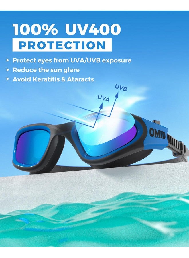 OMID نظارات سباحة م polarized نظارات سباحة مريحة مضادة للضباب مانعة للتسرب حماية من الأشعة فوق البنفسجية رؤية واضحة كريستالية للسباحة للرجال والنساء البالغين والشباب (أزرق) - Image 5