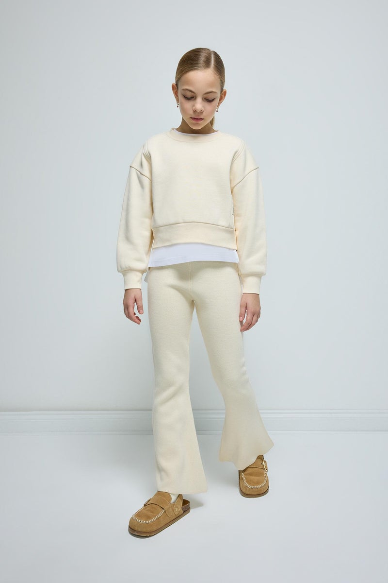 ديفاكتو بنطلون تريكو بناتي فلير فيت بيج فاتح - Image 2