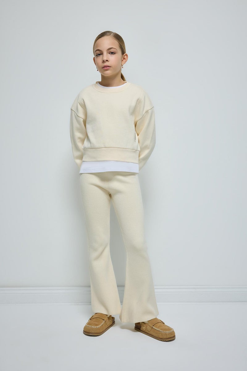 ديفاكتو بنطلون تريكو بناتي فلير فيت بيج فاتح - Image 1