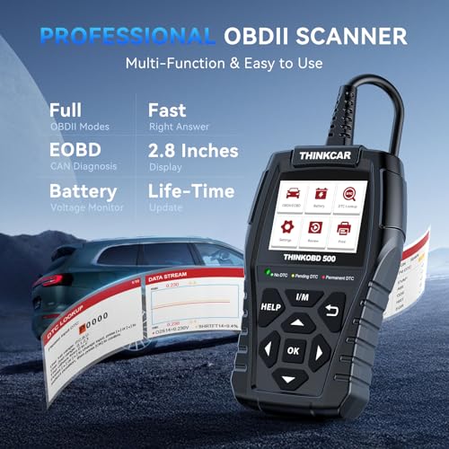 THINKCAR Thinkobd 500 OBD2 Scanner Check Engine Car Code Reader, Full OBD II CAN Diagnostic Scan Tool, Read and Clear Error Codes, Live Data, Vehicle Report, 2.8 Inches Dispaly - Image 2