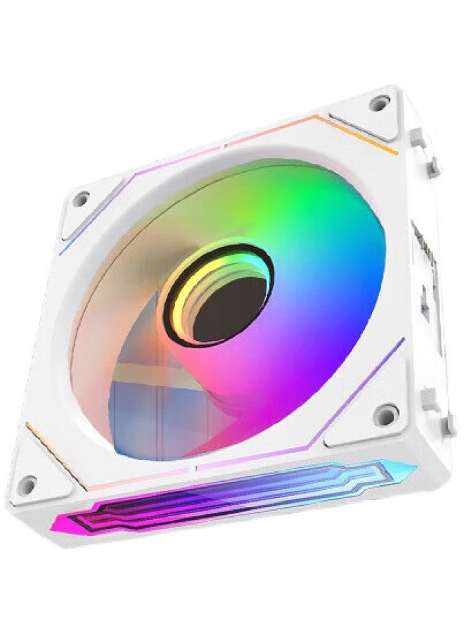 Sama Jingjie V5 Pure White 12Cm Case Cooling Fan, Wireless Building Block Connection/Argb Light Synchronization/Pwm Temperature Control Speed Adjustment/Hydraulic Bearing/Standard Shock-Absorbing Pad - Image 2