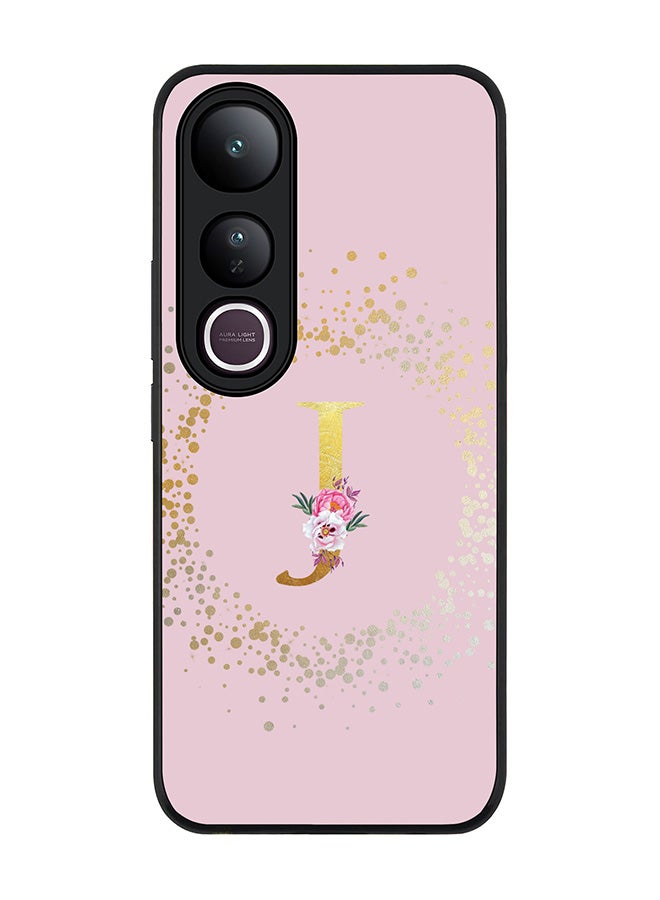 Stylizedd For vivo V50 Lite Case,Slim fit Camera Protection, Shockproof Thin Phone cover  - Custom Monogram Floral - J  (Pink )