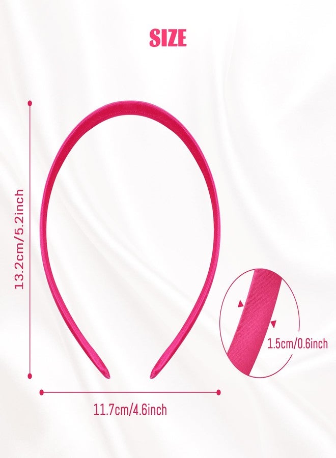 Cinaci 24 Pieces Candy Color Width 1.5cm/0.6" Plastic Headbands Satin Wrapped Blank Plain DIY Craft Project Headbands for Women Girls Teens Kids Hair Accessories - Image 2
