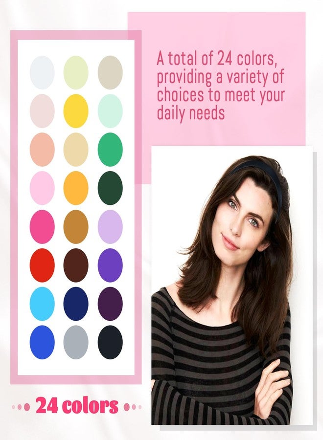 Cinaci 24 Pieces Candy Color Width 1.5cm/0.6" Plastic Headbands Satin Wrapped Blank Plain DIY Craft Project Headbands for Women Girls Teens Kids Hair Accessories - Image 4