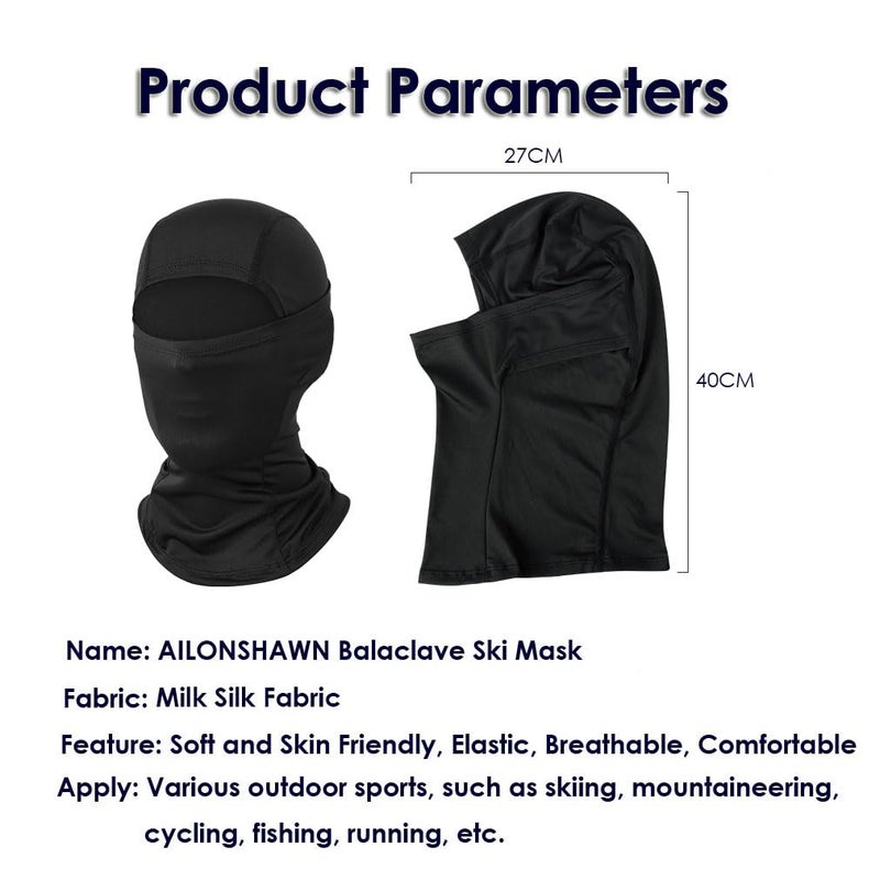 AILONSHAWN Black Ski Mask Balaclava Shiesty Mask Men Women Winter Full Face Mask 2 Pack Adult Motorcycle Helmet Face Cover Football Snowboard - Image 2