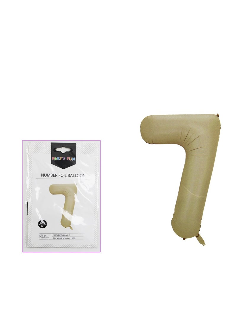 بارتي فن بالون رقم رقائق معدنية 16 "رقم 7 لون الشوفان - Image 1