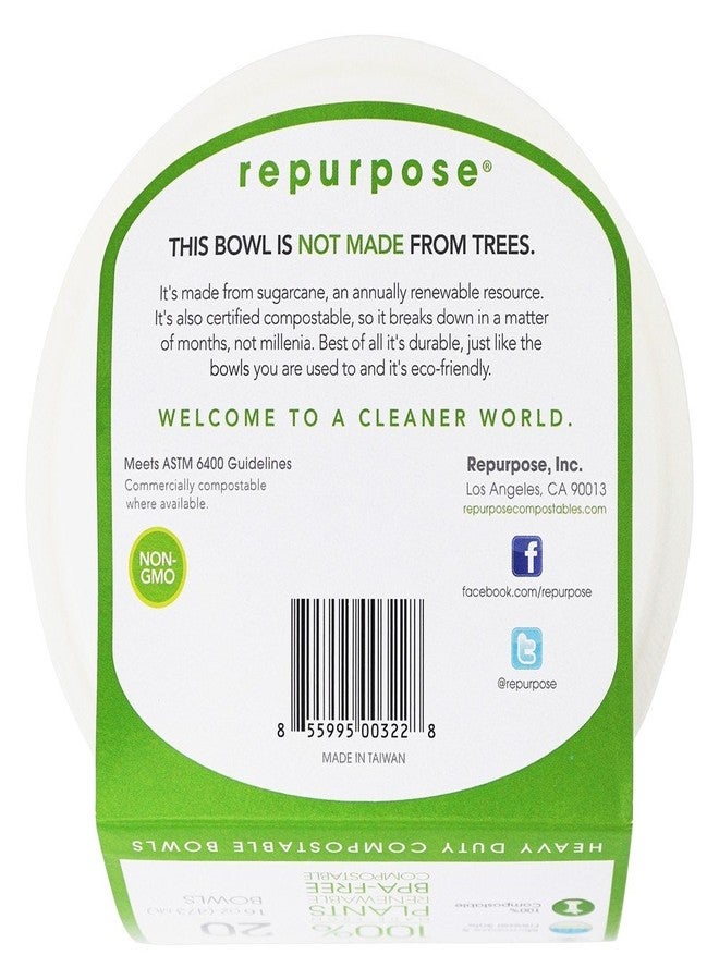 Repurpose Compostables Repurpose 100% Compostable Plant-Based Bagasse Bowls, 16 ounce, 20 Count - Image 3
