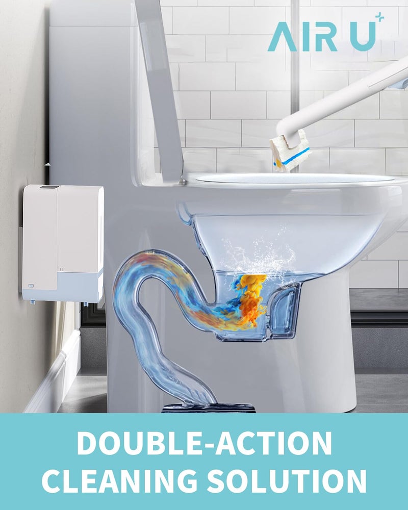 AIR U+ Disposable Toilet Brush Wand for Scrubbing Bubbles Flushable Refills, Wall Mount Toilet Cleaning System with 24 Count Refills + 1 Toilet Wand + 1 Automatic Visual Caddy - Image 3