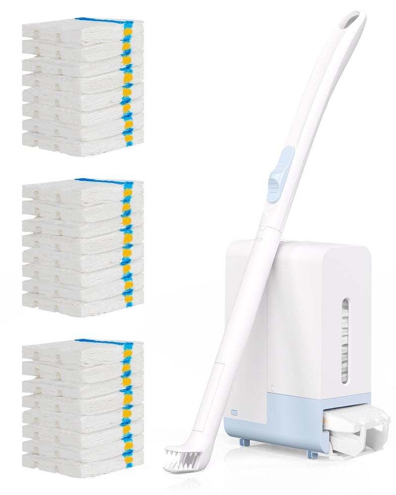 AIR U+ Disposable Toilet Brush Wand for Scrubbing Bubbles Flushable Refills, Wall Mount Toilet Cleaning System with 24 Count Refills + 1 Toilet Wand + 1 Automatic Visual Caddy - Image 1