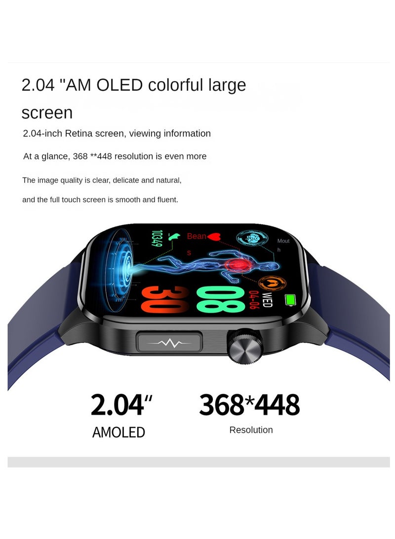 AROAQ ET580 smart watch, durable elegant Bluetooth calling smart watch, Amoled Display fitness tracker watch with blood pressure Blood sugar monitoring, (black leather) - Image 2