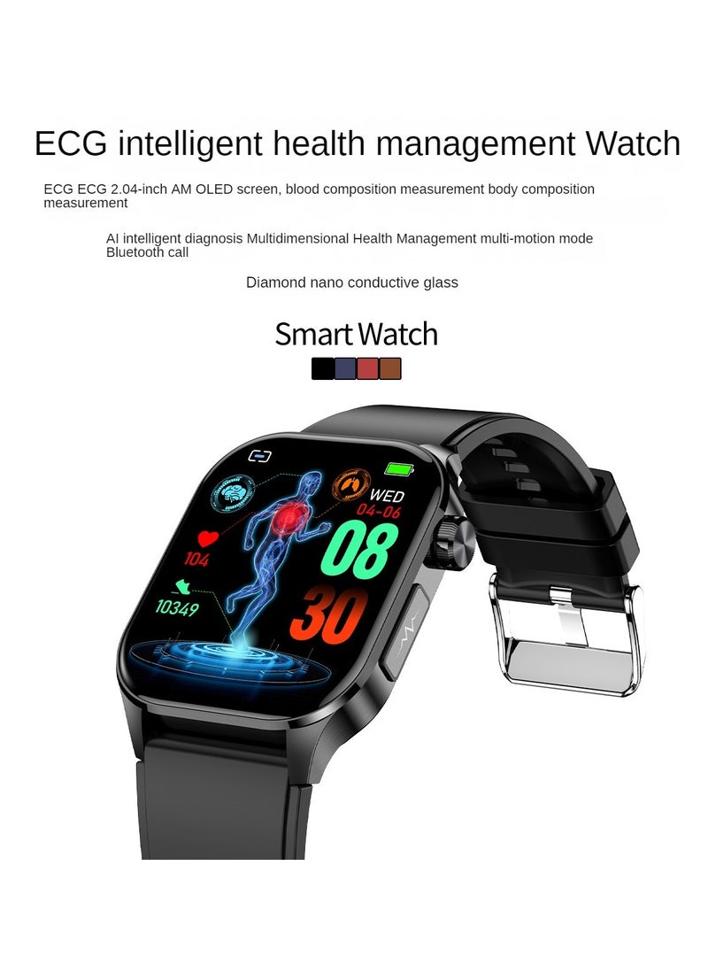 AROAQ ET580 smart watch, durable elegant Bluetooth calling smart watch, Amoled Display fitness tracker watch with blood pressure Blood sugar monitoring, (black leather) - Image 3