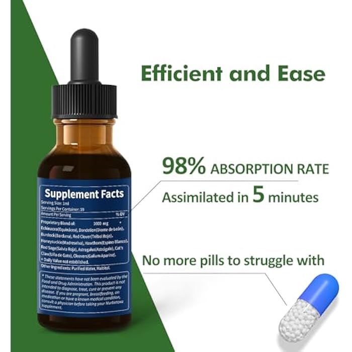 Nurbetoxa قطرات تصريف اللمفاوية من كليفرز لتنظيف نظام اللمف، مكمل دعم اللمفيديميا مع إشنسا، مخلب القط، مستخلص البرسيم الأحمر، استخدم مع أداة تدليك اللمف. 2 أونصة - Image 5