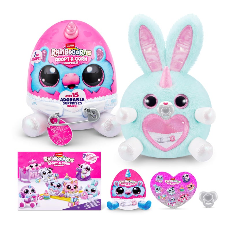 Rainbocorns Adopt-A-Corn Surprise (Bunny) by ZURU, 15+ Surprises, Collectible Plush, Baby, Surprise Eggs for Girls & Children Ages 3+ - Image 1