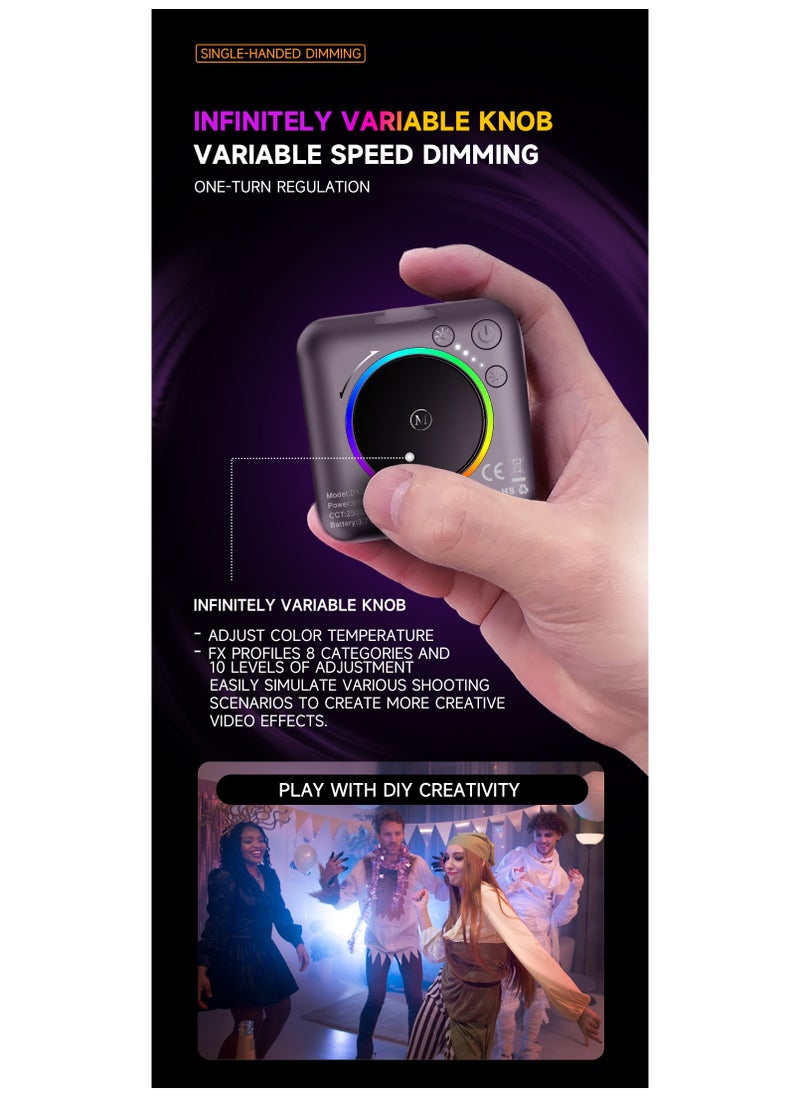 ARNOTEC - D12SRGB RGB LED video fill light, mini portable video light 108 high-brightness lamp beads, 2000mAh rechargeable battery, 360° full color + 8 scene modes, cold and warm light adjustment (2500K-9000K), suitable for camera/mobile phone/notebook/live shooting - Image 1