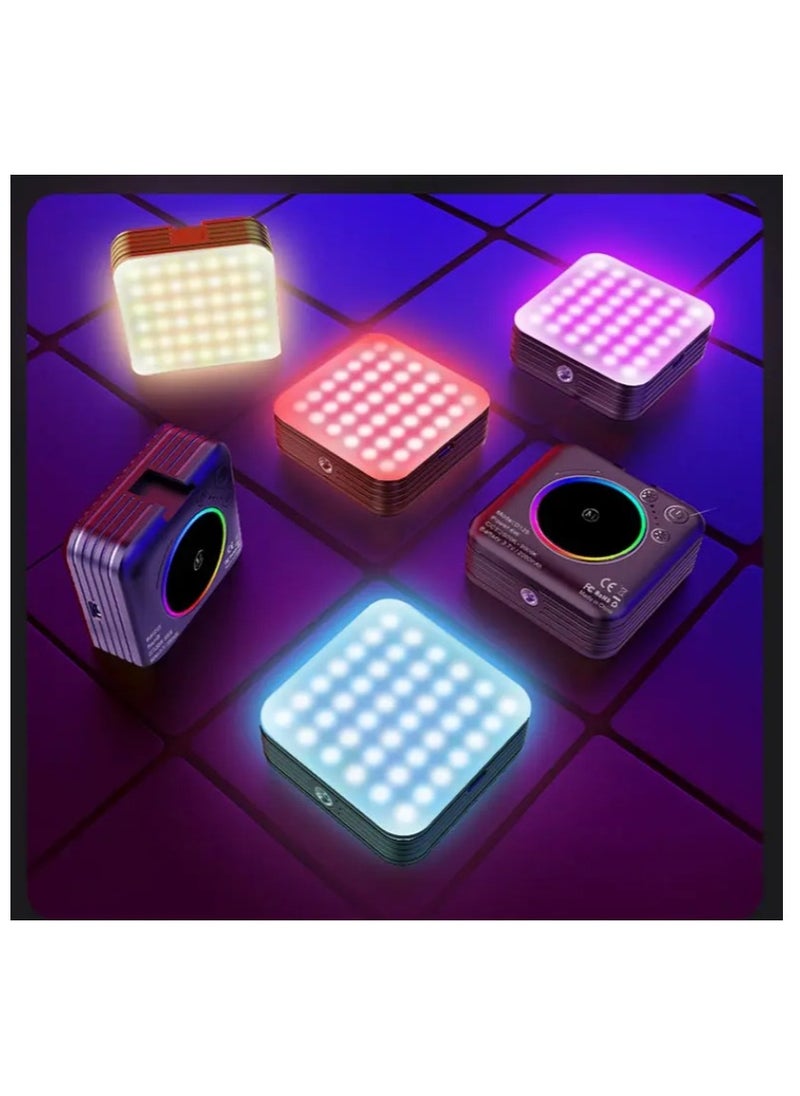 ARNOTEC - D12SRGB RGB LED video fill light, mini portable video light 108 high-brightness lamp beads, 2000mAh rechargeable battery, 360° full color + 8 scene modes, cold and warm light adjustment (2500K-9000K), suitable for camera/mobile phone/notebook/live shooting - Image 1