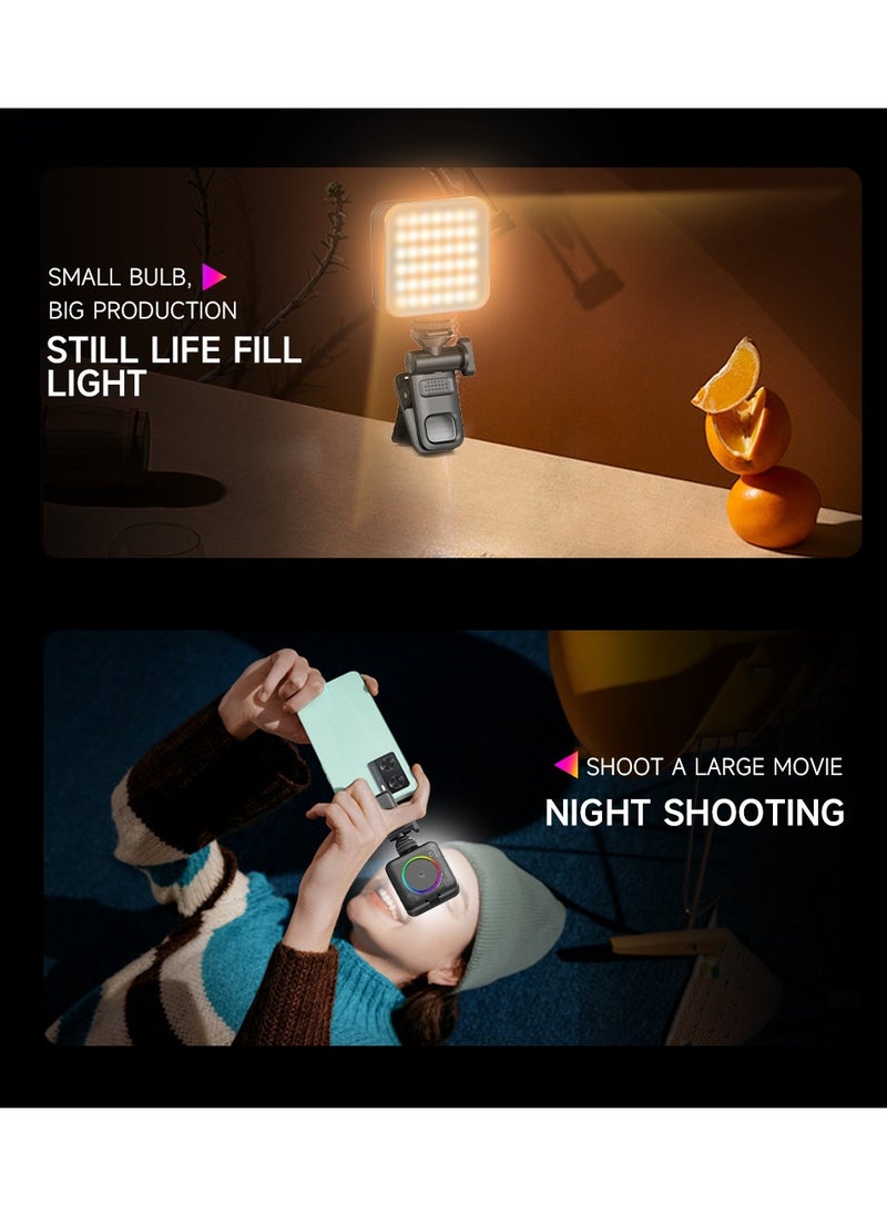 ARNOTEC - D12SRGB RGB LED video fill light, mini portable video light 108 high-brightness lamp beads, 2000mAh rechargeable battery, 360° full color + 8 scene modes, cold and warm light adjustment (2500K-9000K), suitable for camera/mobile phone/notebook/live shooting - Image 1