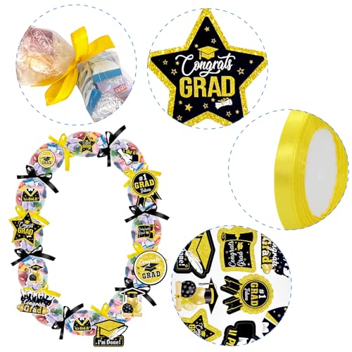 Asekonc Candy Leis for Graduation 2026 Candy Leis Tubing Making Ket Graduation Lei Accessories Ribbon Grad Stickers DIY Grad Candy Bag for Grad Party Favor - Image 3