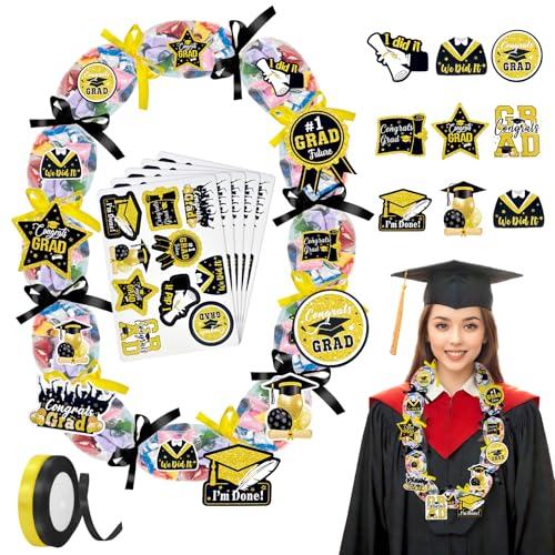 Asekonc Candy Leis for Graduation 2026 Candy Leis Tubing Making Ket Graduation Lei Accessories Ribbon Grad Stickers DIY Grad Candy Bag for Grad Party Favor - Image 1