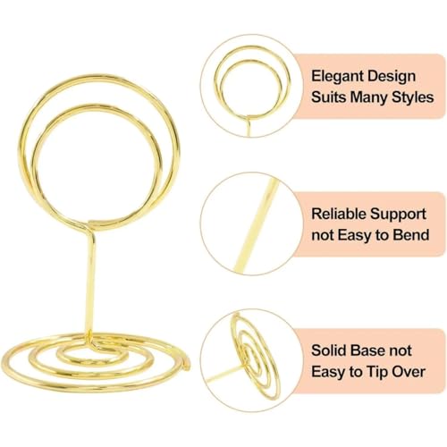 SNOOGG Steel gold plated Table Number Holders Place Card Holder Table Number Stands for Wedding Party Graduation Reception Restaurant Home Centerpiece Decorations Office Memo (24) - Image 2