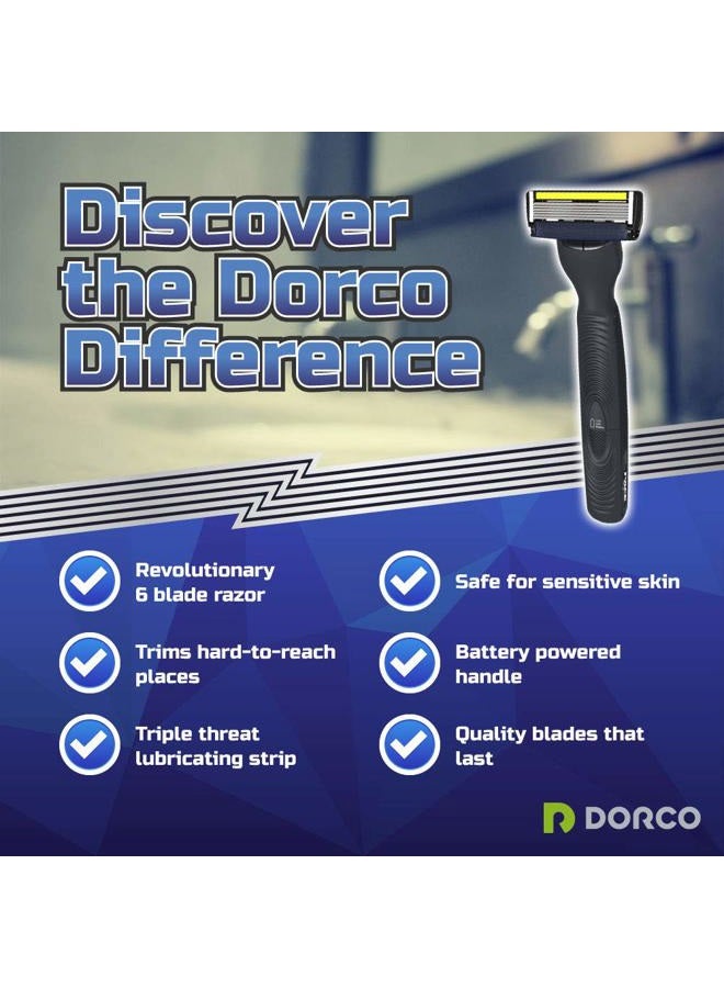 DORCO Pace 6 Plus Power - Six Blade Power Razor System with Trimmer - 9 Cartridges + 1 Handle - Image 4