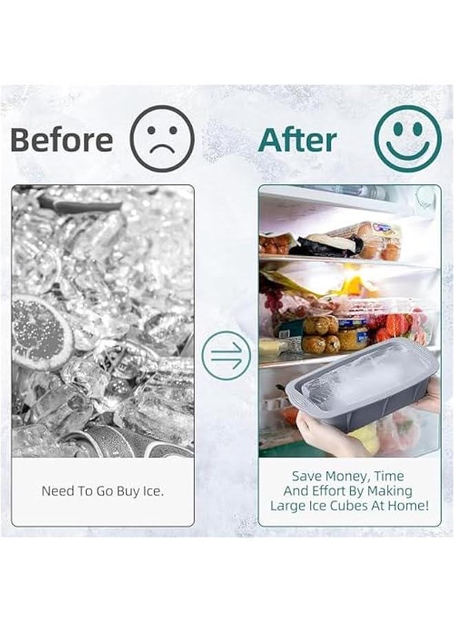 Cold Plunge Ice Mold: Extra Large Ice Block Molds for Ice Bath Silicone Reusable Big Ice Cube Tray for Ice Bath Tub Ice Container for Freezer Cold Plunge Water Chiller Accessories (Gray)