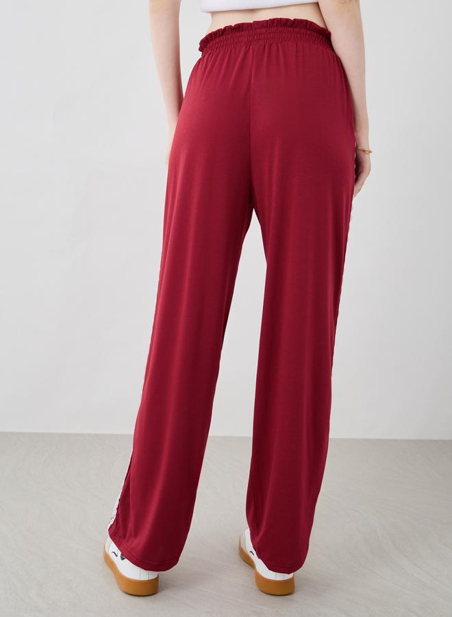 Take Two Take Two Women Burgundy Side Lace Trim Wide Leg Pants  - Image 4