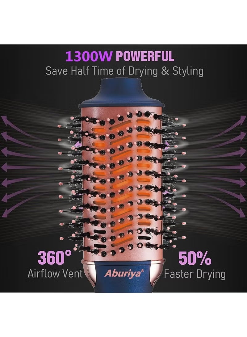 Aburiya 1300W Hair Styler Hot Air Brush One Step Negative Ion Electronic Dryer Hair Straightener & Curler Comb - Image 3