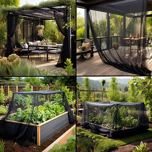 UB-STORE Black DIY Mosquito Net Fabric | 10x10 FT Netting | Insect Cover for Garden, Patio, Outdoor & Windows | Multiple Sizes in Black, White & Green | Raised Bed Screen Mesh Barrier - Image 2