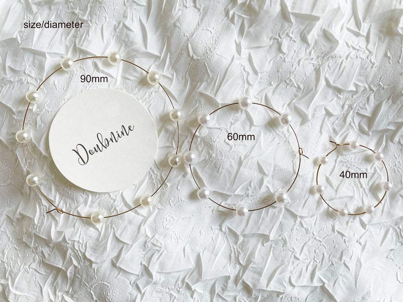 Doubnine Large Hoops Super Huge Circle Pearls Earrings Thin Dangle Gold Silver Elegant Wedding Women Accessories Jewelry Gift for Her (60mm silver) - Image 3